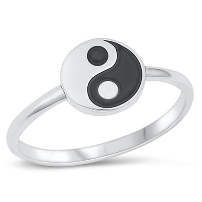 Sterling Silver Oxidized Yin Yang Ring