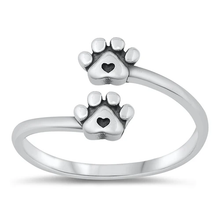 Load image into Gallery viewer, Sterling Silver Oxidized Paws And Hearts Ring