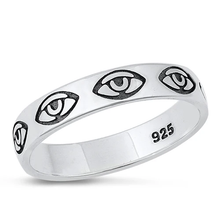 Load image into Gallery viewer, Sterling Silver Oxidized 3.8mm Eye Ring