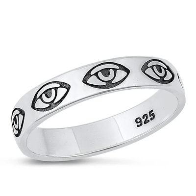 Sterling Silver Oxidized 3.8mm Eye Ring