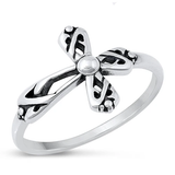 Sterling Silver Oxidized 13mm Cross Ring