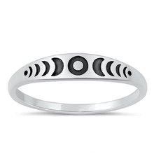 Load image into Gallery viewer, Sterling Silver Oxidized 4mm Moon Phases Ring