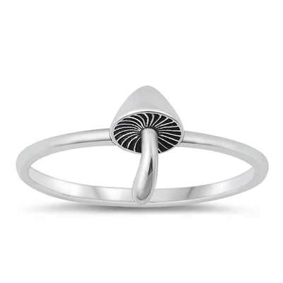 Sterling Silver Oxidized 9.6mm Mushroom Ring