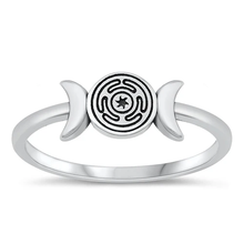 Load image into Gallery viewer, Sterling Silver Oxidized 6.2mm Moon Ring