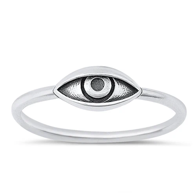 Sterling Silver Oxidized 4.9mm Eye Ring