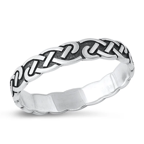 Sterling Silver Oxidized 3.9mm Celtic Ring