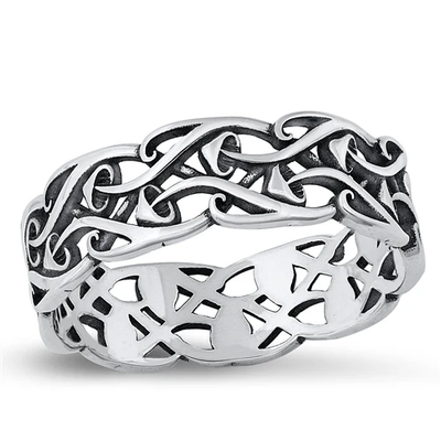 Sterling Silver Oxidized 6.7mm Mushrooms Ring