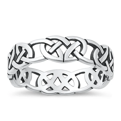 Sterling Silver Oxidized 5.8mm Celtic Ring