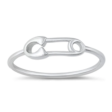 Load image into Gallery viewer, Sterling Silver Rhodium Plated Safety Pin Ring