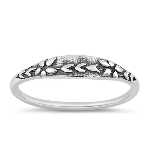 Sterling Silver Oxidized 3.7mm Flower Ring