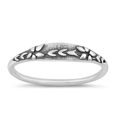 Sterling Silver Oxidized 3.7mm Flower Ring