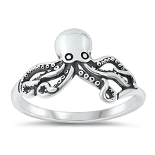 Load image into Gallery viewer, Sterling Silver Oxidized 11.7mm Octopus Ring