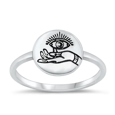 Sterling Silver Oxidized 11.7mm Eye Ring