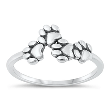 Load image into Gallery viewer, Sterling Silver Oxidized Paw Print Ring