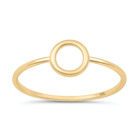 Sterling Silver Yellow Gold Plated Open Circle Ring