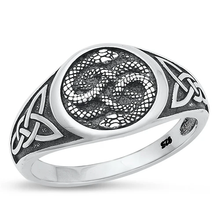 Load image into Gallery viewer, Sterling Silver Oxidized Celtic Snakes Ring