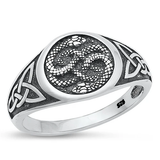 Sterling Silver Oxidized Celtic Snakes Ring