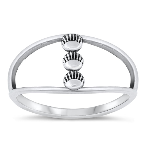 Sterling Silver Oxidized Three Circles Ring