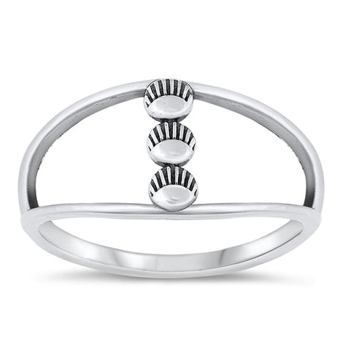 Sterling Silver Oxidized Three Circles Ring