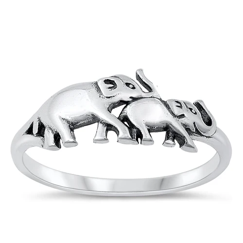 Sterling Silver Oxidized Elephants Ring