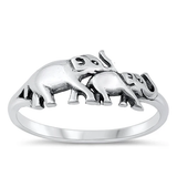 Sterling Silver Oxidized Elephants Ring