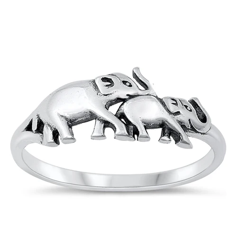 Sterling Silver Oxidized Elephants Ring