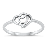 Sterling Silver Oxidized Hearts Ring