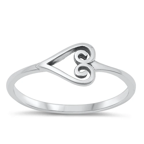 Sterling Silver Oxidized Heart Ring