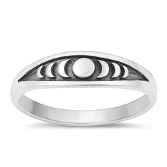 Sterling Silver Oxidized 5.3mm Moon Phases Ring