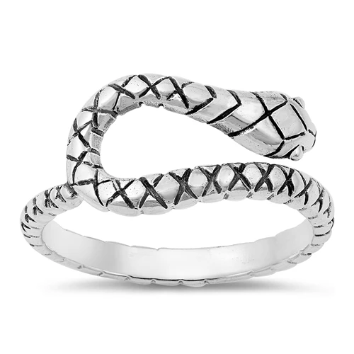 Sterling Silver Oxidized 9.8mm Snake Ring