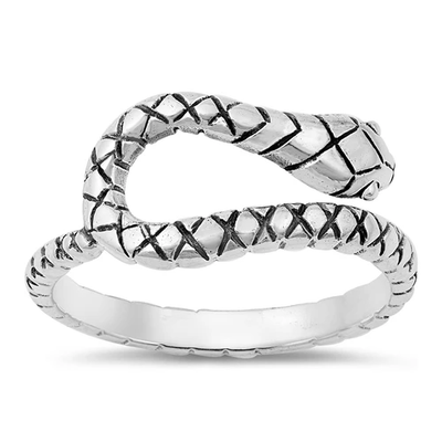 Sterling Silver Oxidized 9.8mm Snake Ring
