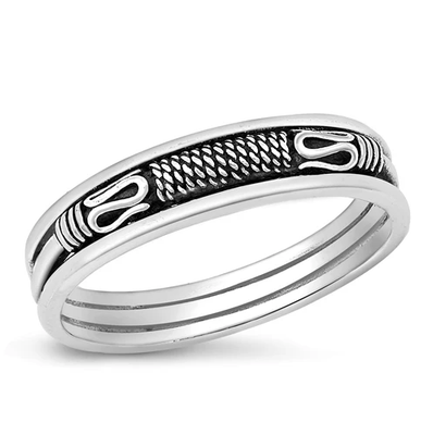 Sterling Silver Oxidized 5mm Bali Ring
