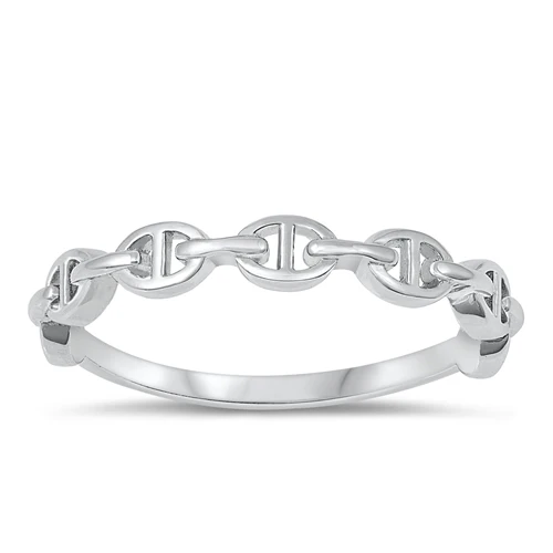 Sterling Silver Rhodium Plated 3.5mm Chain Ring