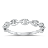 Sterling Silver Rhodium Plated 3.5mm Chain Ring