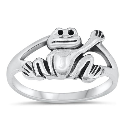 Sterling Silver Oxidized Frog Ring