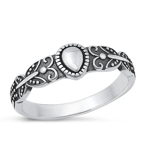 Sterling Silver Oxidized 6.7mm Butterfly Ring