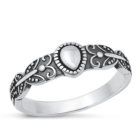 Sterling Silver Oxidized 6.7mm Butterfly Ring
