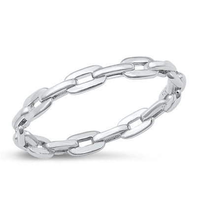 Sterling Silver Rhodium Plated Chain Ring