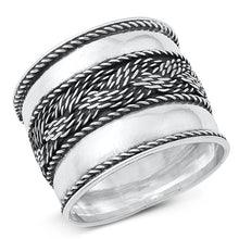 Load image into Gallery viewer, Sterling Silver Oxidized And Polished 17mm Bali Style Ring