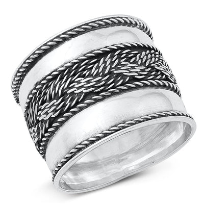 Sterling Silver Oxidized 17mm Bali Ring