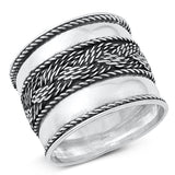 Sterling Silver Oxidized And Polished 17mm Bali Style Ring