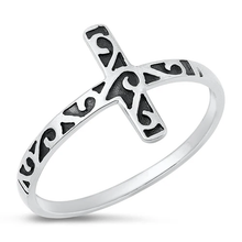 Load image into Gallery viewer, Sterling Silver Oxidized 12.8mm Cross Ring