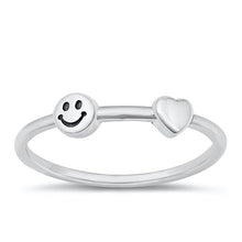 Load image into Gallery viewer, Sterling Silver Oxidized Happy Face And Heart Ring