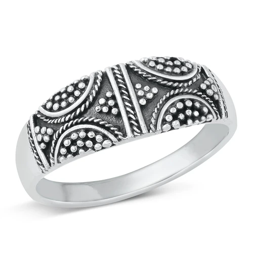 Sterling Silver Oxidized 7.5mm Bali Ring