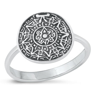 Sterling Silver Oxidized Mandala Ring