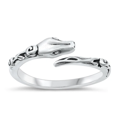 Sterling Silver Oxidized 5.6mm Snake Ring