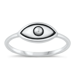 Sterling Silver Oxidized 7mm Evil Eye Ring