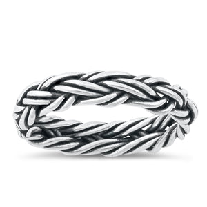 Sterling Silver Oxidized 5.7mm Braid Ring