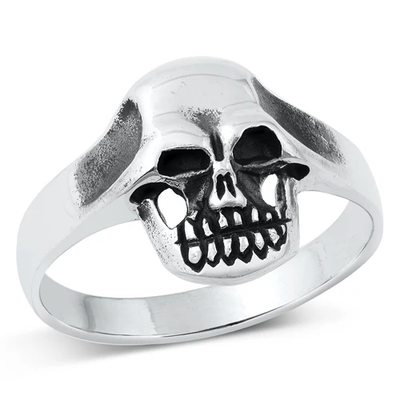 Sterling Silver Oxidized 14.2mm Skull Ring