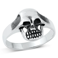 Sterling Silver Oxidized 14.2mm Skull Ring